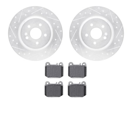 DYNAMIC FRICTION CO 7502-63083, Rotors-Drilled and Slotted-Silver with 5000 Advanced Brake Pads, Zinc Coated 7502-63083